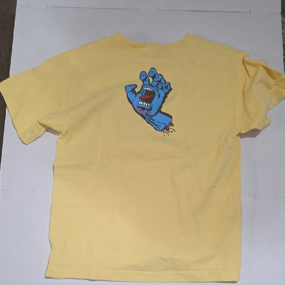 Boys Size XL Yellow Santa Cruz Screaming Hand T Shirt